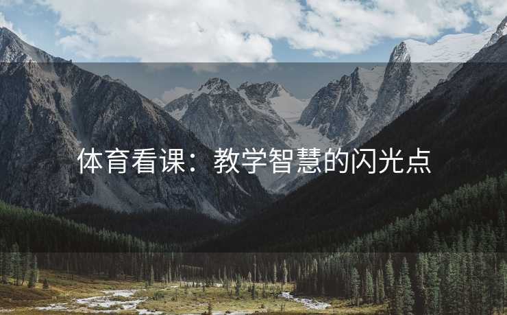 体育看课：教学智慧的闪光点